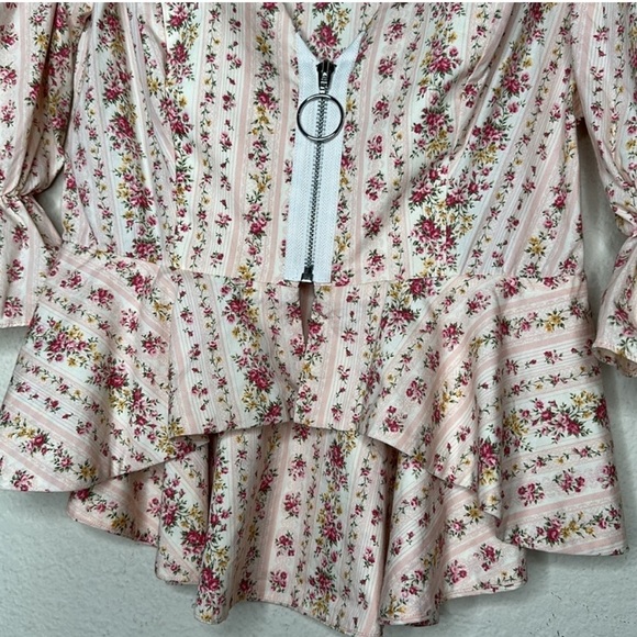 NWOT Revolve Petersyn Mimi Zip Peplum Top Beige Pink Sz Small Cottage Victorian - Picture 12 of 15